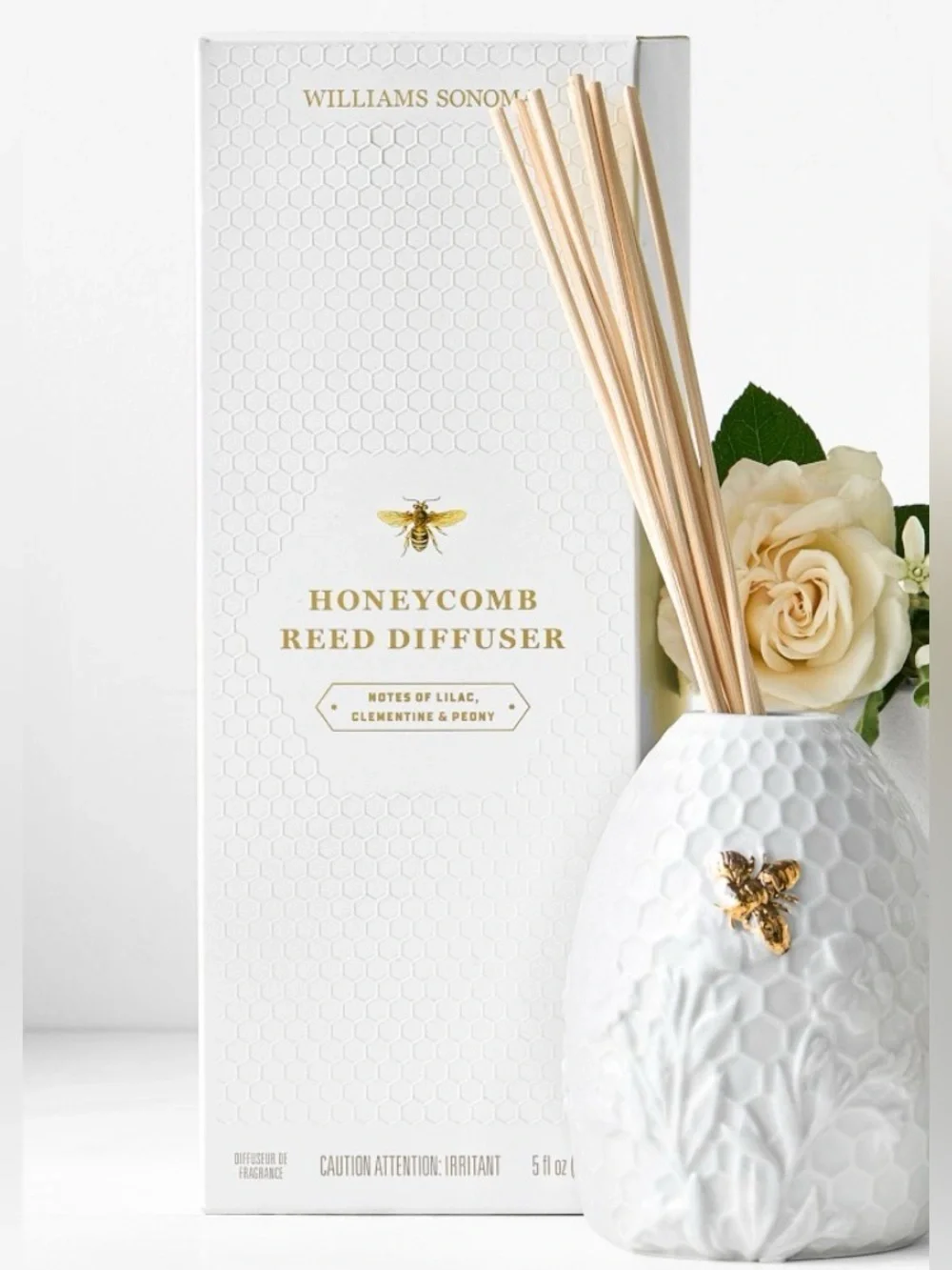 NWT Williams Sonoma Williams Sonoma Honeycomb Porcelain Bee Diffuser